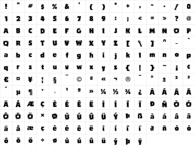 CarverICG Regular  glyph index