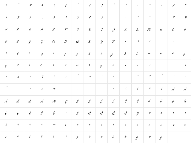 Addison Affson Italic Regular  glyph index