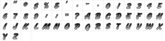 Jumbo Parade Regular  glyph index