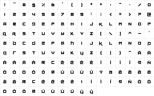 Future Now Regular  glyph index