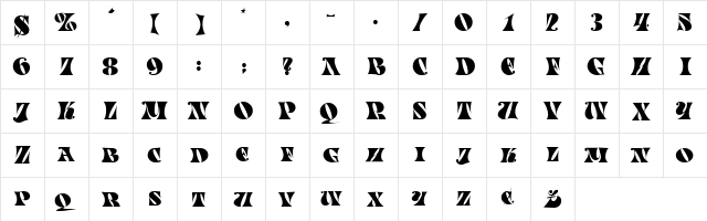SallyExpert Normal  glyph index