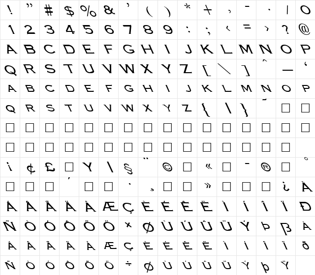 FZ ROMAN 13 LEFTY Light  glyph index