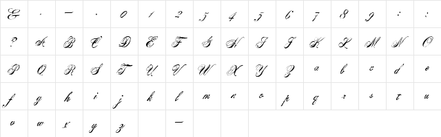 Halifax Regular  glyph index