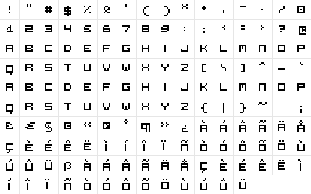 Bmf-00 Regular  glyph index