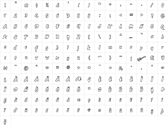 Mango Regular  glyph index