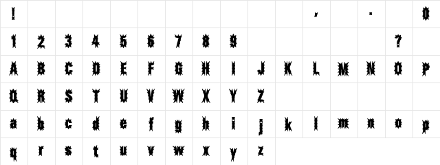 Cactus Regular  glyph index