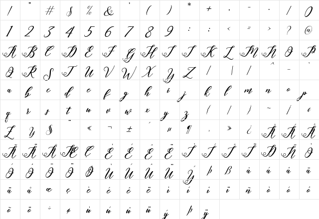 halley Regular  glyph index