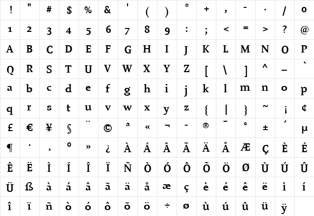 Enigma Regular  glyph index