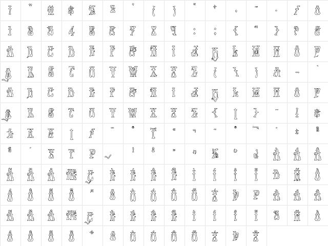 Instant Zen Outline Regular  glyph index