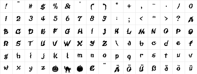 CursedKuerbis Regular  glyph index