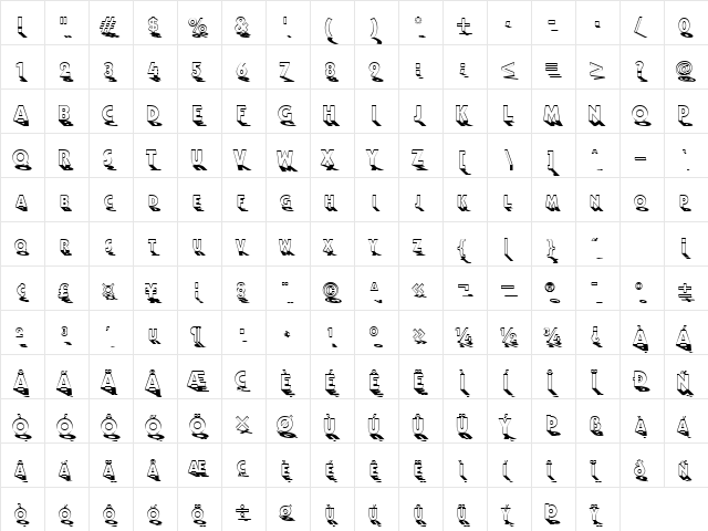 Backlit Regular  glyph index