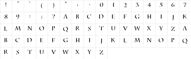 REPELL Regular  glyph index