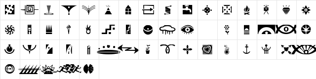 Simbolos 1 Regular  glyph index