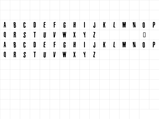 Vinyl Stickons Regular  glyph index