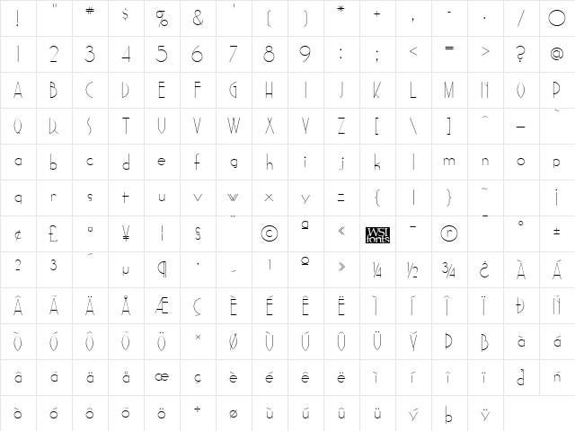 Sadelle Regular  glyph index