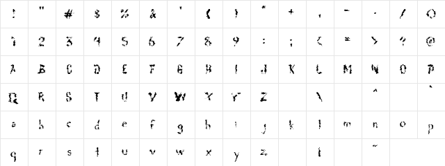 Tail Paint Regular  glyph index