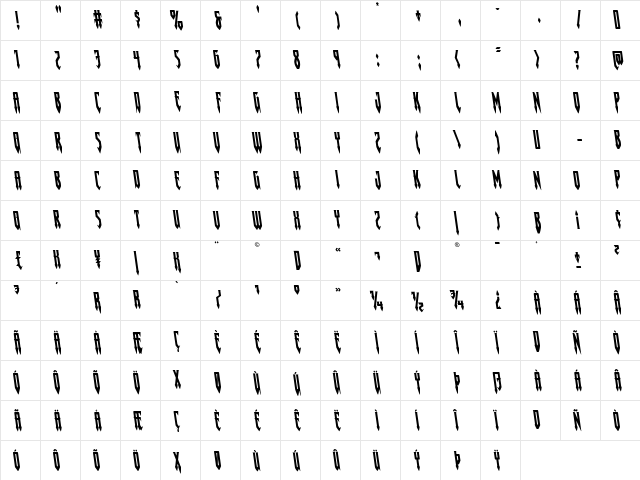 Gotharctica Leftalic Italic  glyph index