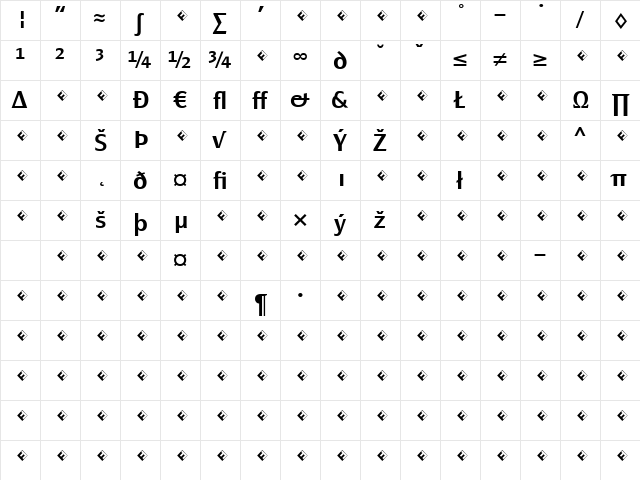PageSans-DemiBoldExpert Regular  glyph index