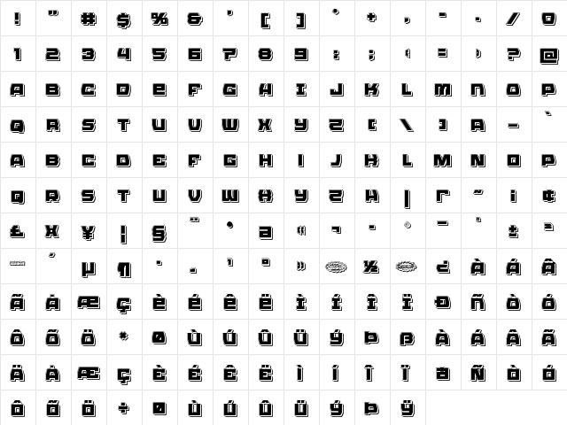 Olympic Carrier Punch Regular  glyph index