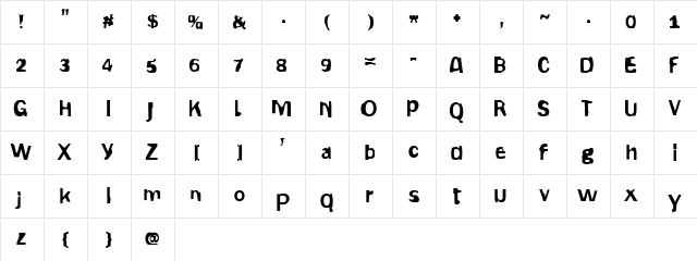 Gepetto Regular  glyph index