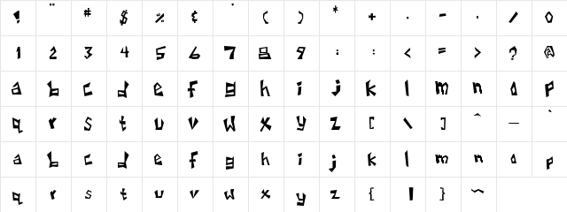 Draz Regular  glyph index