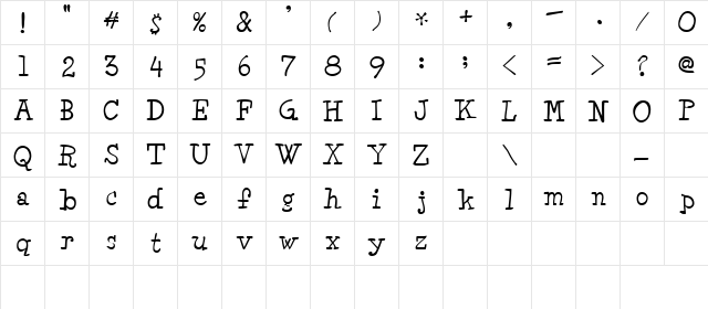 Minya Regular  glyph index