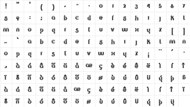 K22 Plural Regular  glyph index