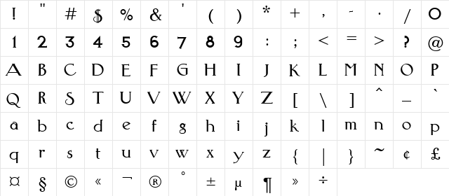 FaRerC Regular  glyph index