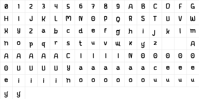 Organico Regular  glyph index