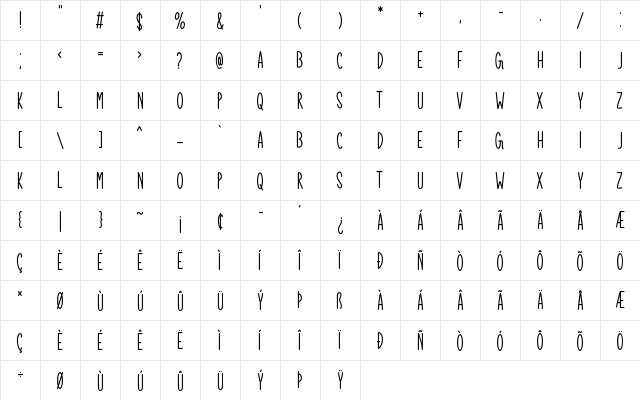 Autumn Arbor Regular  glyph index