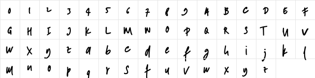ANDONESI Regular  glyph index