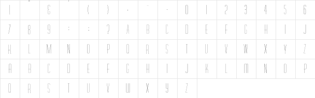 Diner-Skinny Regular  glyph index