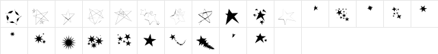 Freaking Stars Regular  glyph index
