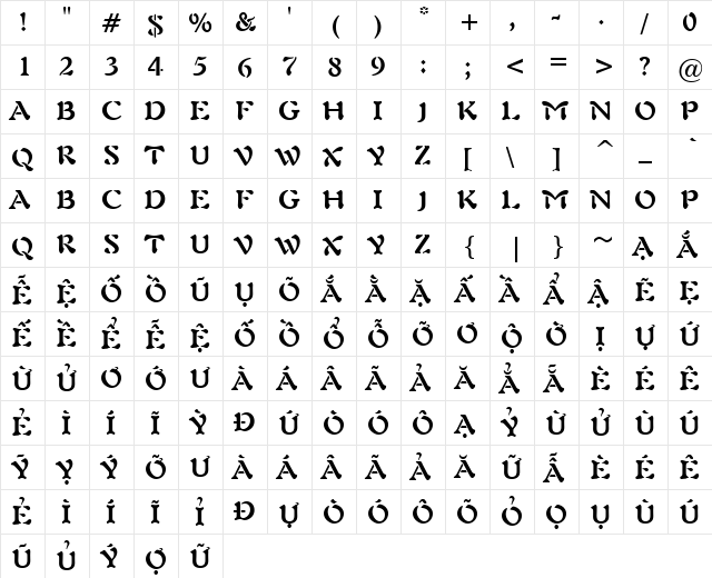 VI Hong Mai Hoa Normal  glyph index
