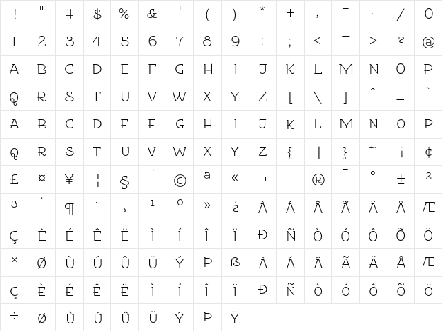 EtharnigSc Medium  glyph index