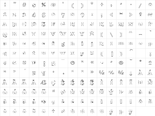 CooperBlaOutD Regular  glyph index