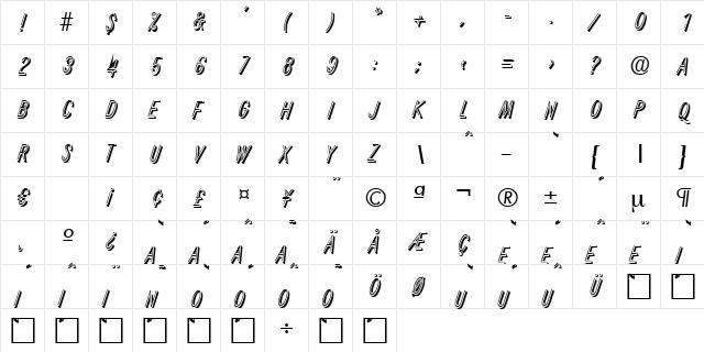 Xanten Regular  glyph index
