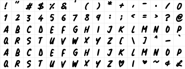 Natural Marker Regular  glyph index