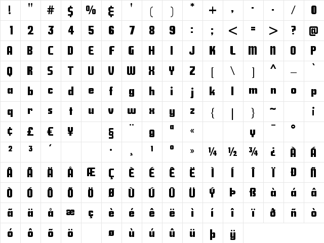 SavingsBond Regular  glyph index