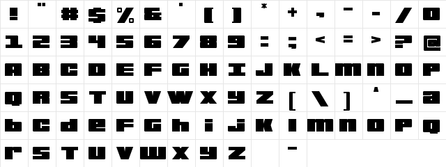 Bold Killer Regular  glyph index