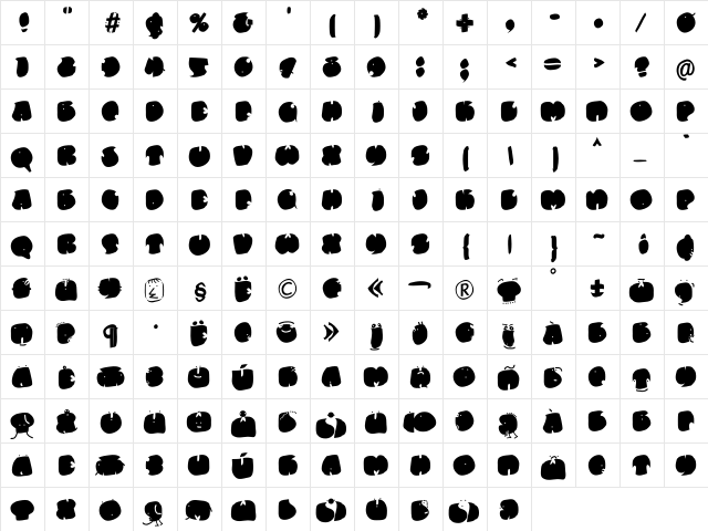 ElefontitisXtreme Regular  glyph index