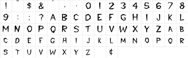 Prehistoric Regular  glyph index