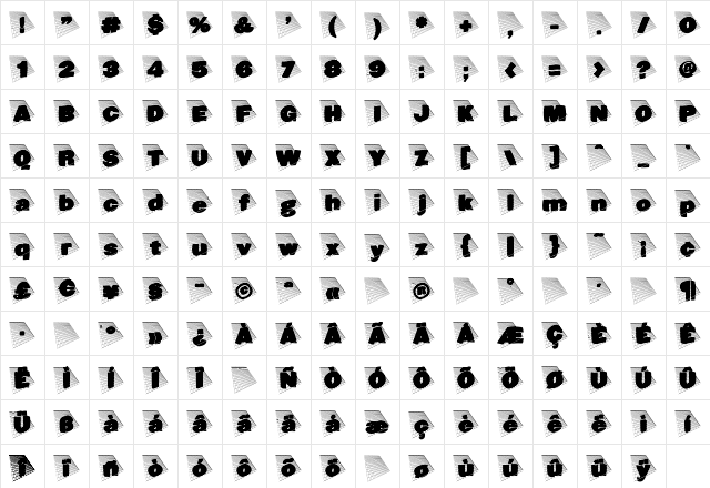 BlaxxOnGrid Regular  glyph index