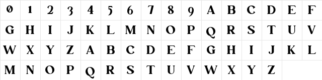 Mullion Regular  glyph index