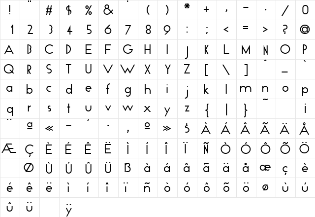 ApropaSSK Regular  glyph index
