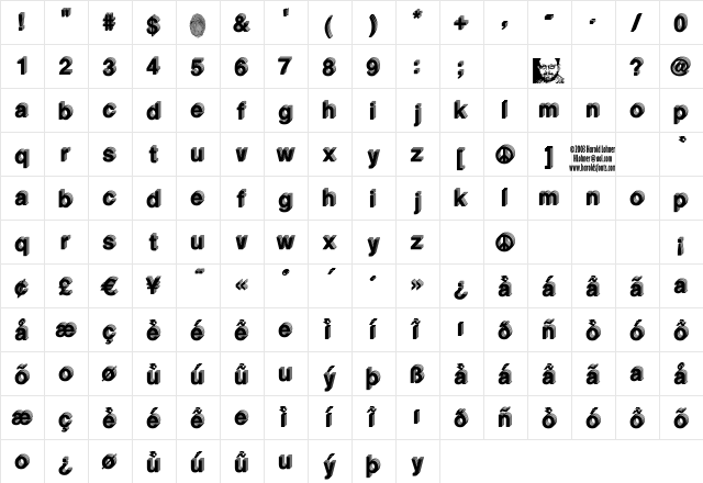 LevelThree Regular  glyph index