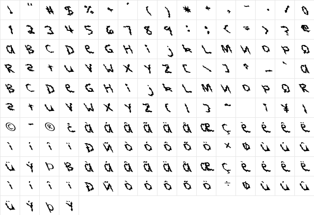 FZ WACKY 4 LEFTY Normal  glyph index