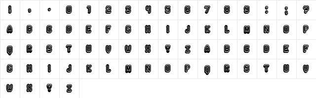 Rockefeller 3D Flat Regular  glyph index