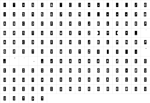 KG Defying Gravity Bounce Regular  glyph index