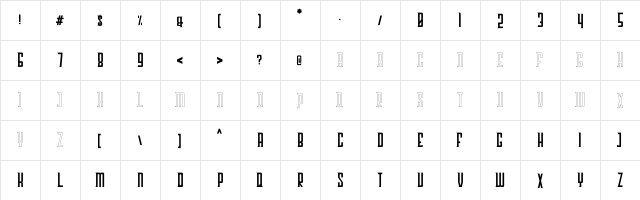 Georgent Regular  glyph index